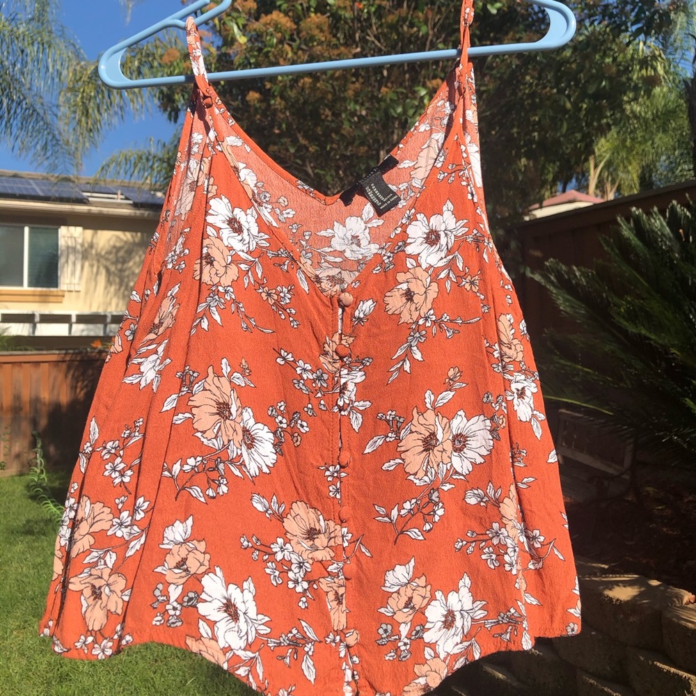 Orange floral tank top
